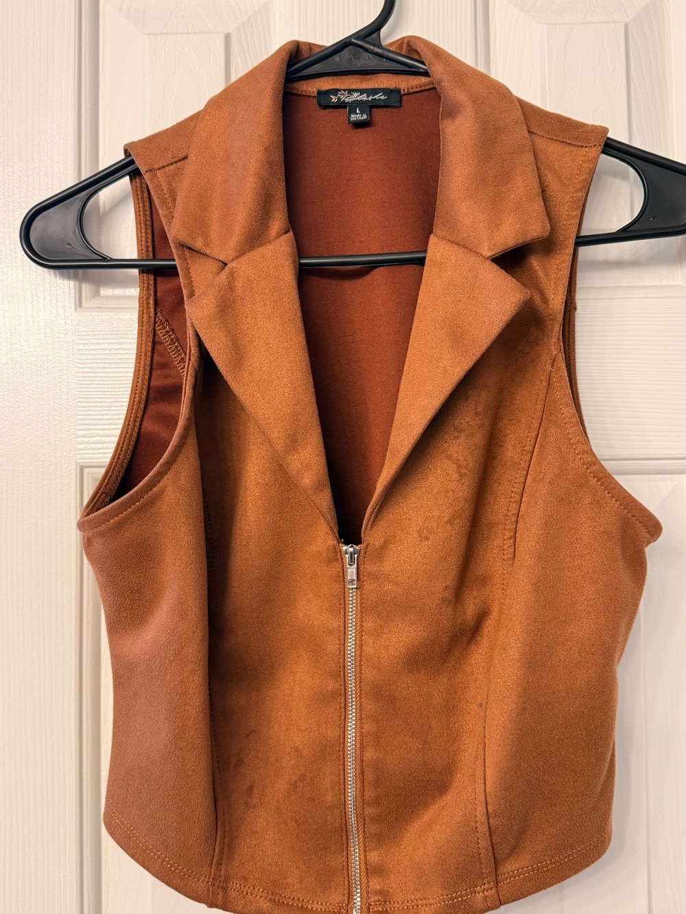 Kensie Rust Suede-Look Zip Front Vest